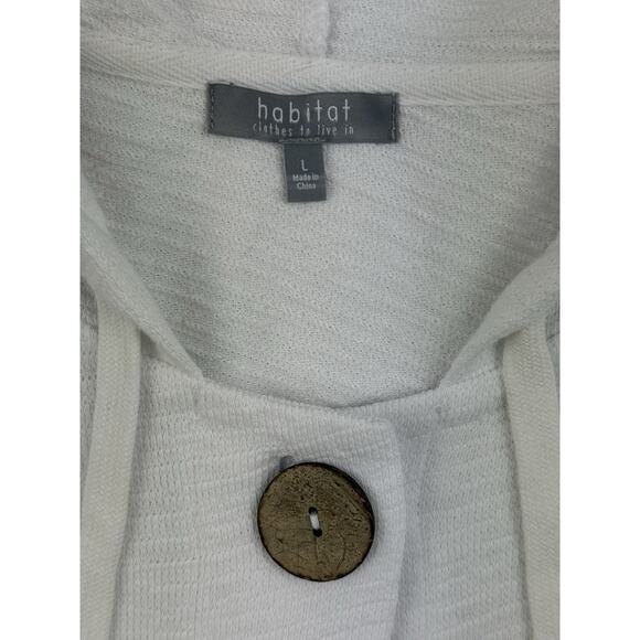 Habitat French Terry Cardigan Hoodie White Cotton Button Front Sweatshirt Large - Picture 3 of 12
